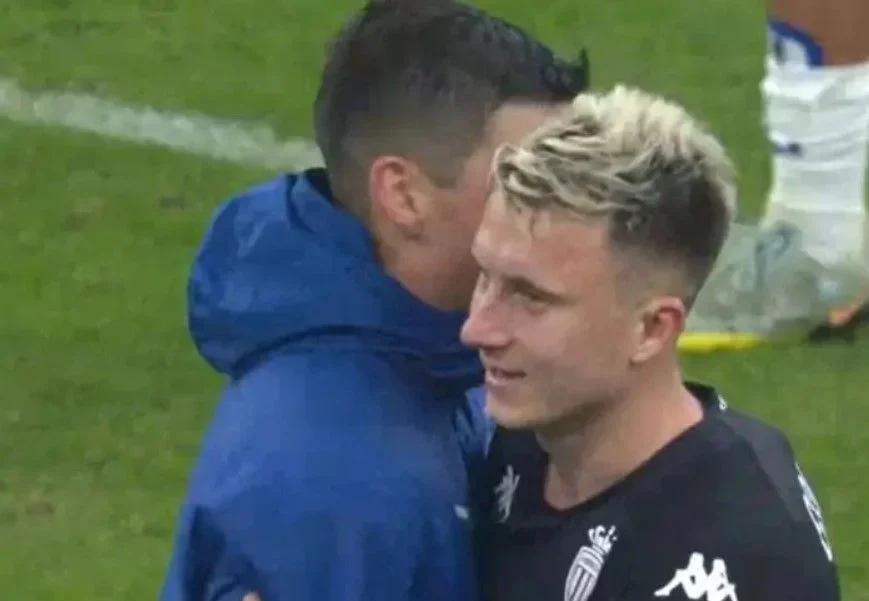 Alexander Golovin and Ruslan Malynovsky following a match between Monaco and Marseille. Screenshot