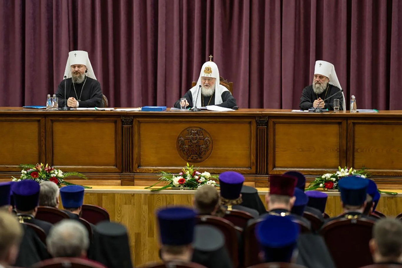 Патриарх Кирилл в актовом зале Православной гимназии при кафедральном соборе Христа Спасителя в Калининграде, 6 июня 2026 года. Фото: Пресс-служба Патриарха Московского и всея Руси