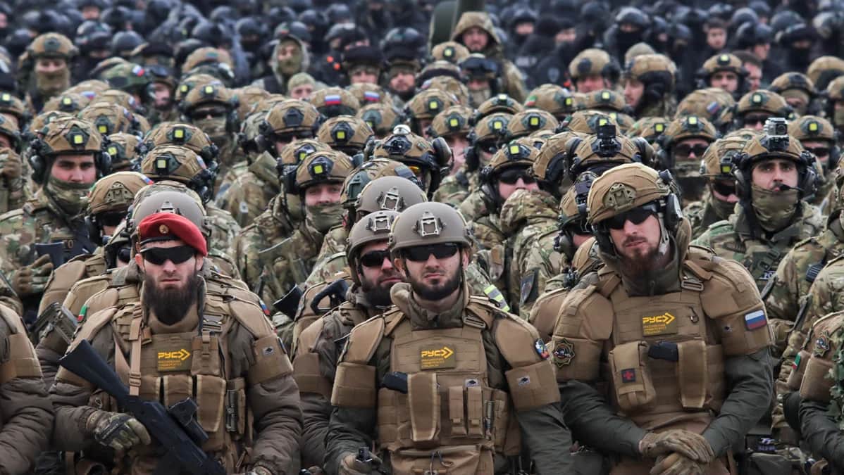 Военнослужащие чеченского спецназа и воинских частей в Грозном, 5 января 2024 года. Фото: Чингиз Кондаров / Reuters / Scanpix / LETA