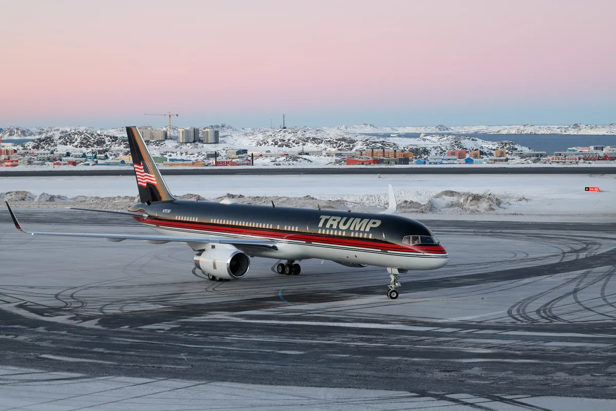 Donald Trump Jr. arrives at Nuuk Airport on a private visit to Greenland, 7 January 2025. Photo: EPA-EFE / EMIL STACH