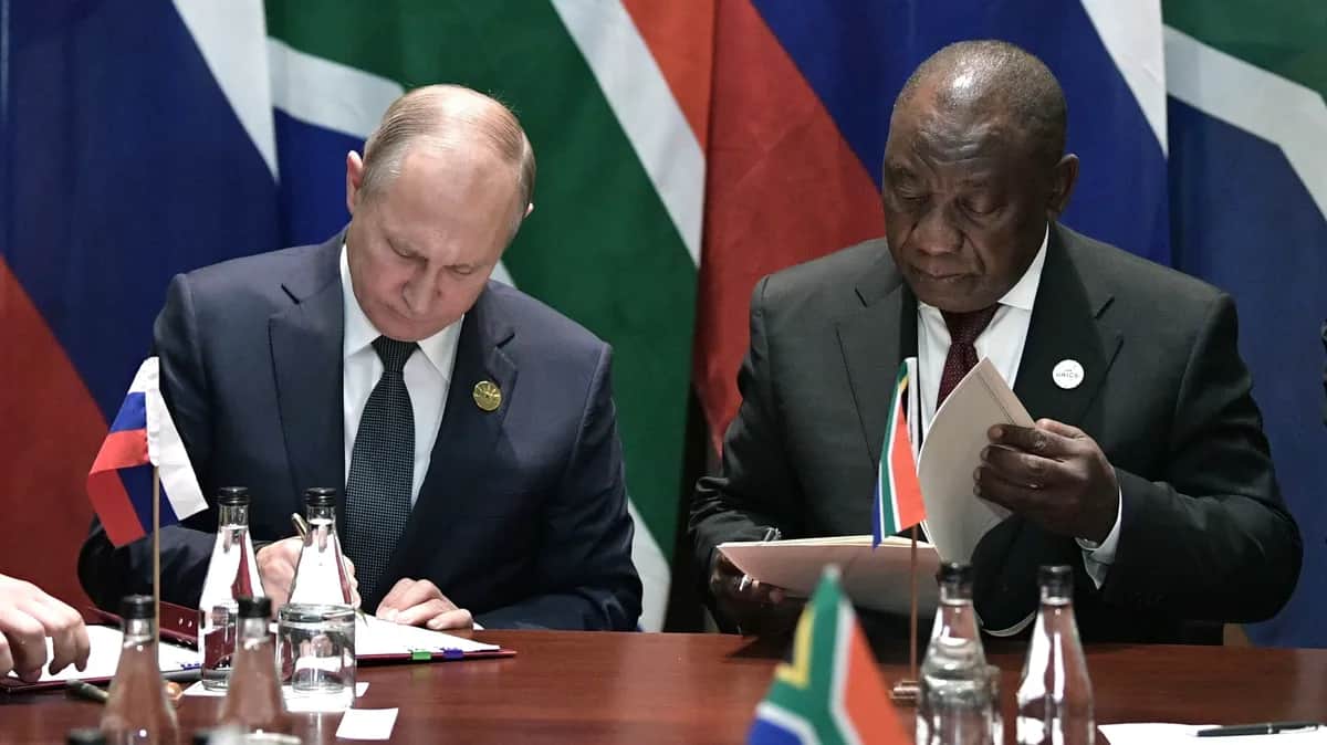 Vladimir Putin and Cyril Ramaphosa. Photo: EPA-EFE/ALEXEI NIKOLSKY