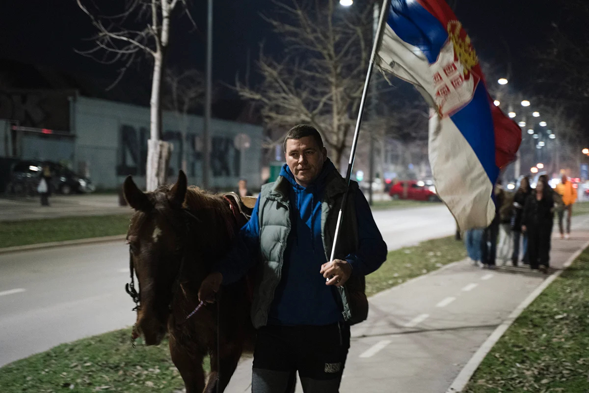 Акция протеста в Нови-Саде, Сербия, 1 февраля 2025 года. Фото: Evgenii Petukhov / «Новая Газета Европа»