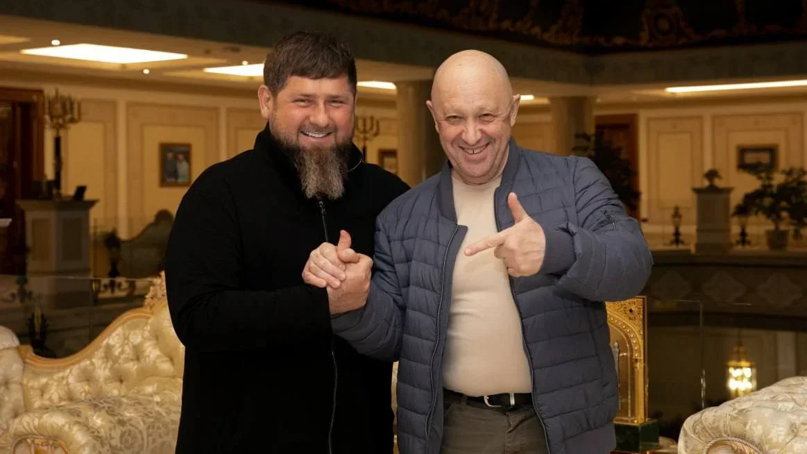 Ramzan Kadyrov and Yevgeny Prigozhin. Photo: <a href="https://t.me/RKadyrov_95" rel="noopener noreferrer" title="https://t.me/RKadyrov_95">Telegram</a>