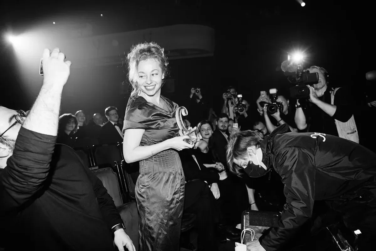 Zhenya Berkovich at an award show Photo: Dima Smirnov, <a href="https://www.sosodaughters.com/berkovich?pgid=kzacl45y-6e516162-b965-4815-92dc-820af2ffed5f" rel="noopener noreferrer" title="https://www.sosodaughters.com/berkovich?pgid=kzacl45y-6e516162-b965-4815-92dc-820af2ffed5f">SOSO Daughters</a>