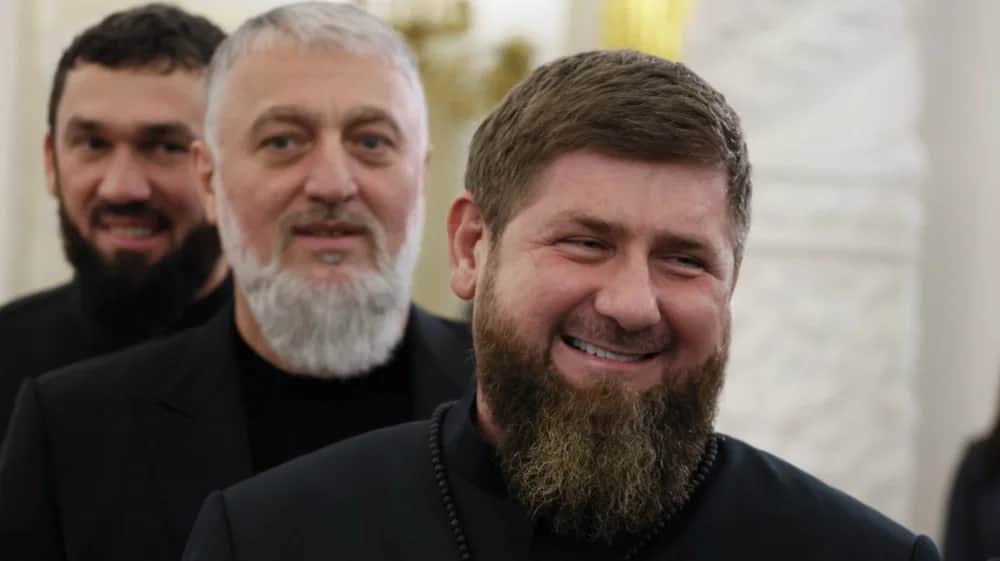 Ramzan Kadyrov with his closest allies, Russian State Duma member Adam Delimkhanov (centre) and Chechen Parliament Chairman (left) Magomed Daudov in September. Photo: EPA-EFE/MIKHAIL METZEL/SPUTNIK/KREMLIN POOL