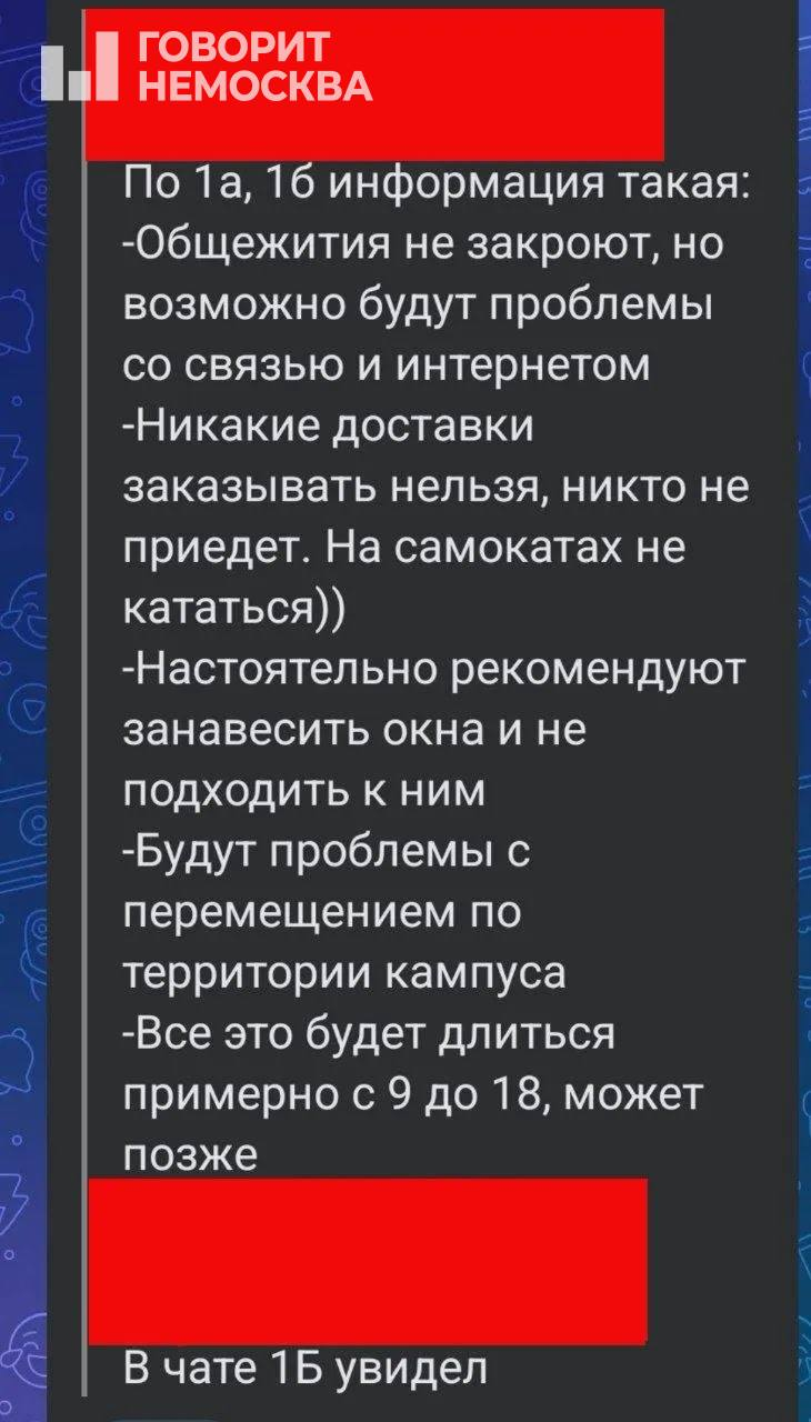 Сообщение в одном из студенческих чатов НГУ. Фото: «Говорит НеМосква»