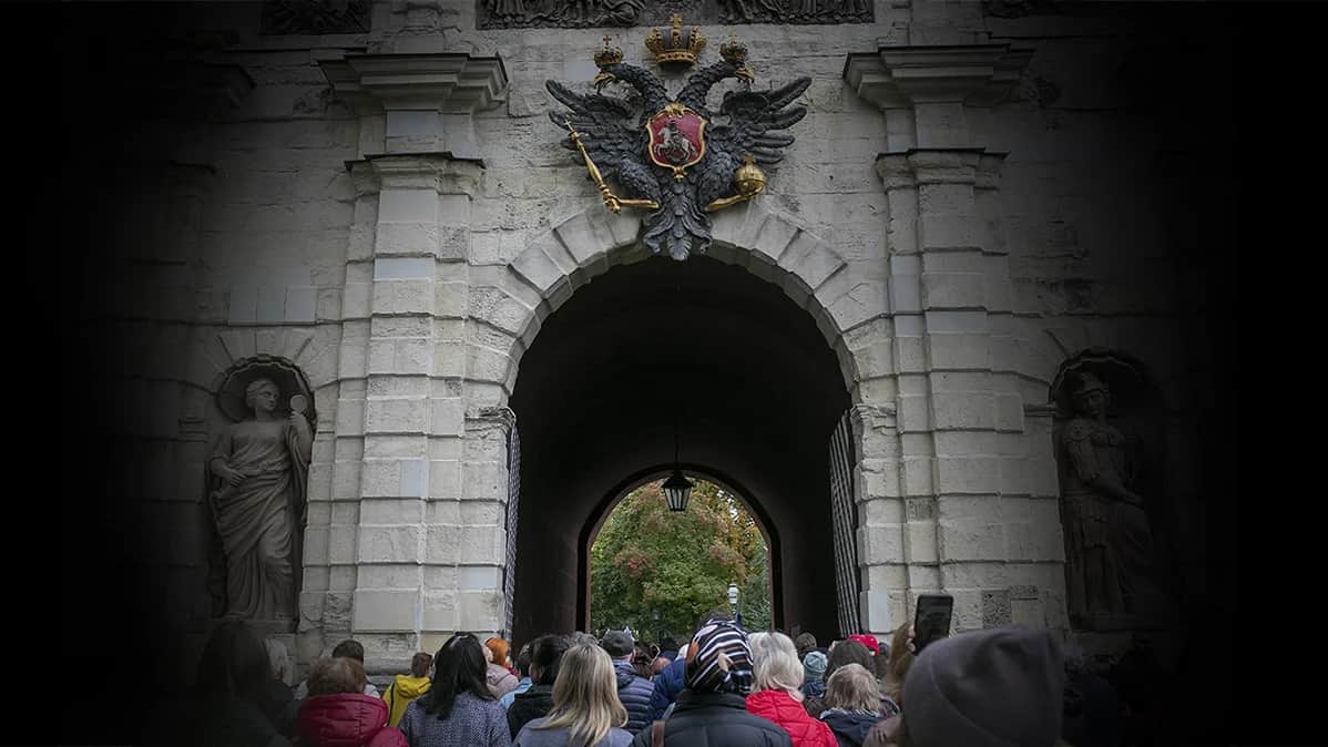 Массовые мероприятия в Петропавловской Крепости по поводу референдумов об аннексии Россией оккупированных территорий Украины, Санкт-Петербург, сентябрь 2022. Фото: Дмитрий Цыганов