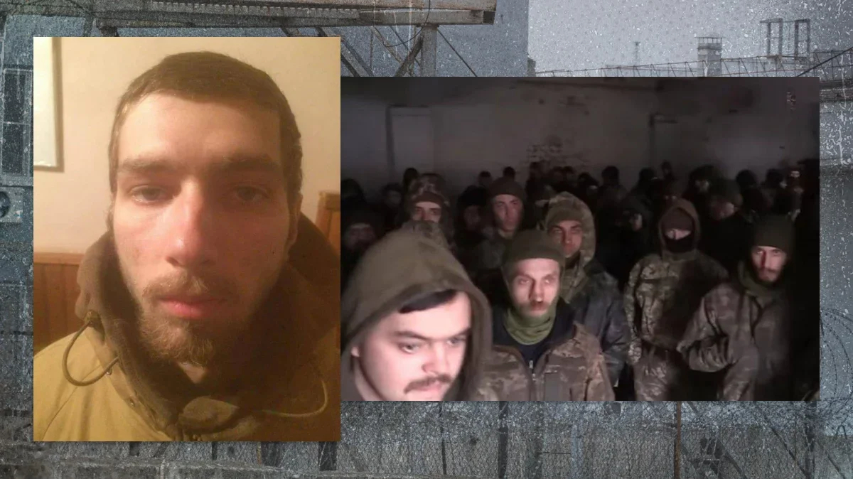 Kulko after being captured. The photo on the left shows a group of Ukrainian POWs, including Kulko (R).