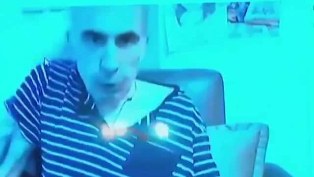 Михаил Саакашвили во время видеосвязи на заседании суда. Фото: Mtavari.tv