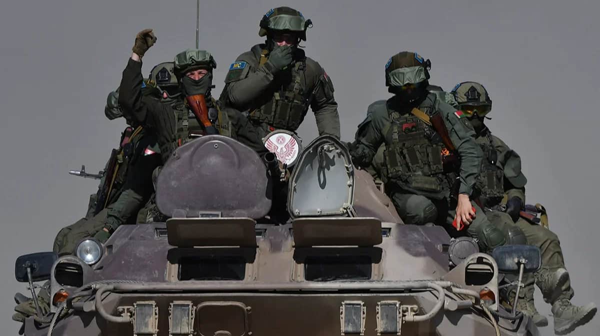 Belarusian soldiers take part in the CSTO’s Indestructible Brotherhood joint military exercises in Kyrgyzstan, 11 October 2023. Photo: Vyacheslav Oseledko / LETA