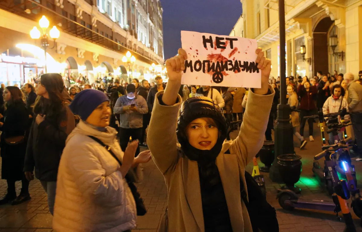 A protest rally against mobilisation. Moscow, 21 September 2022. Photo: Contributor / Getty Images