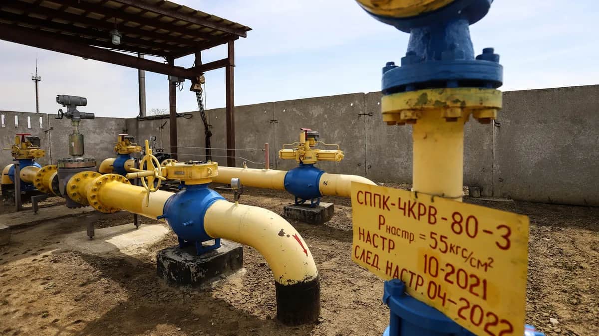 Точка соединения двух газопроводов на газоизмерительной станции, управляемой Moldovatransgaz и дочерней компанией MoldovaGaz, в Каушанах, Молдова. Фото: