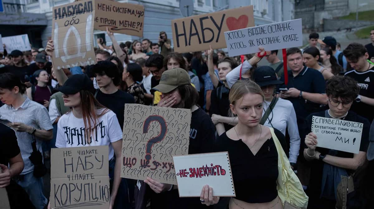 Демонстрация в центре Киева, 22 июля 2025 года. Фото: Tetiana Dzhafarova / AFP / Scanpix / LETA
