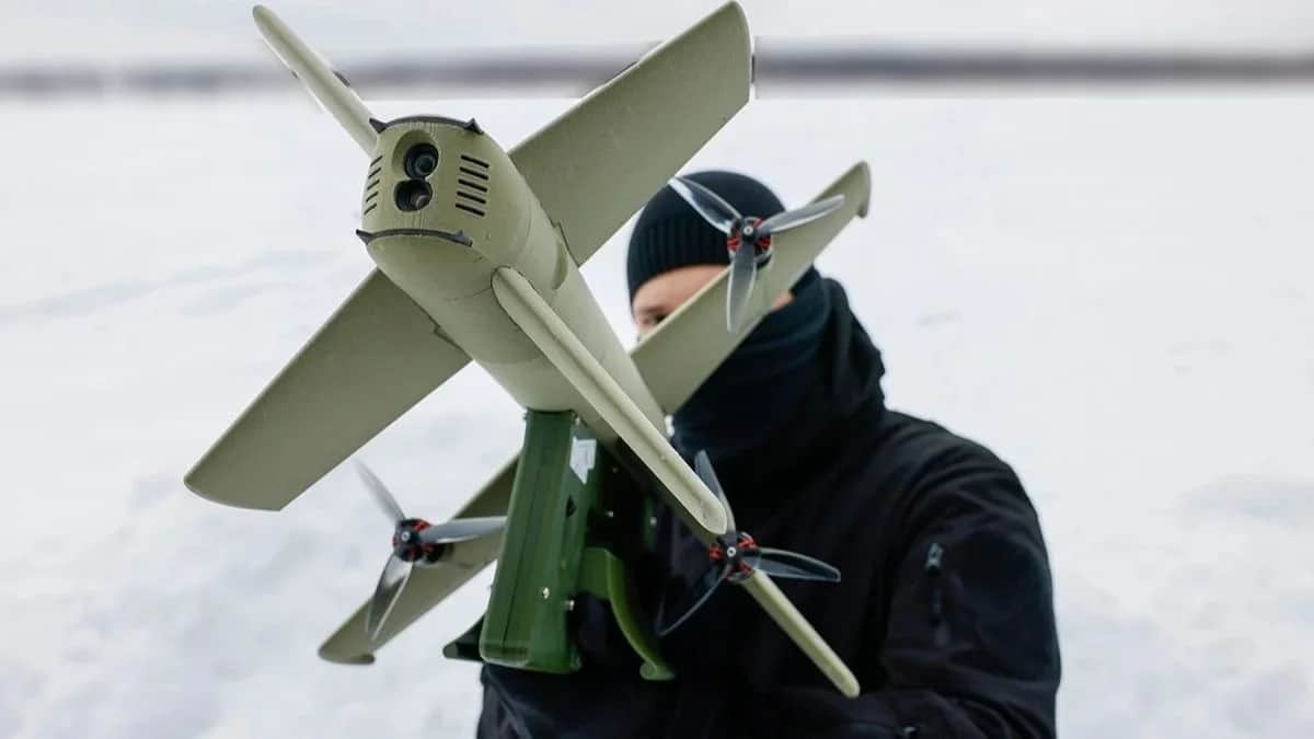 A demonstration of Russia’s Yolka portable interceptor drone, 3 March 2026. Photo: Yulia Morozova / Moscow Agency